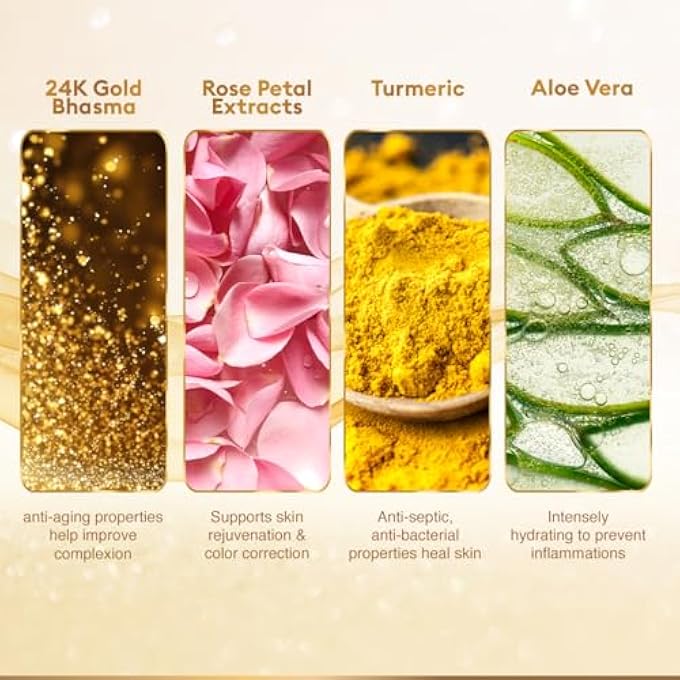 VLCC GOLD FACIAL KIT FOR BRIGHT & GLOWING SKIN 60G | 6-STEP FACIAL KIT WITH GOLD INFUSED PRODUCTS | CLEANSER, SCRUB, GEL, CREAM, PEEL-OFF MASK, & MOISTURIZING GEL | INSTANT GLOW & HYDRATION. - Image 4